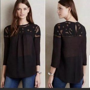 ANTHROPOLOGIE BLK LOFTY LACE TOP Vanessa Virginia